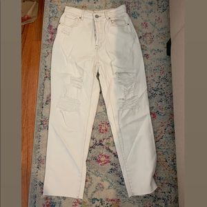 PACSUN White High Rise Ripped Jeans (26)